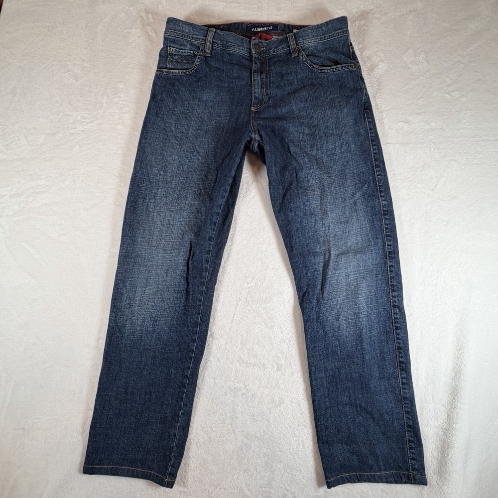 Alberto Jeans Men's 34x34 Blue T400 Denim Modern Fit Straight Leg Pants‎